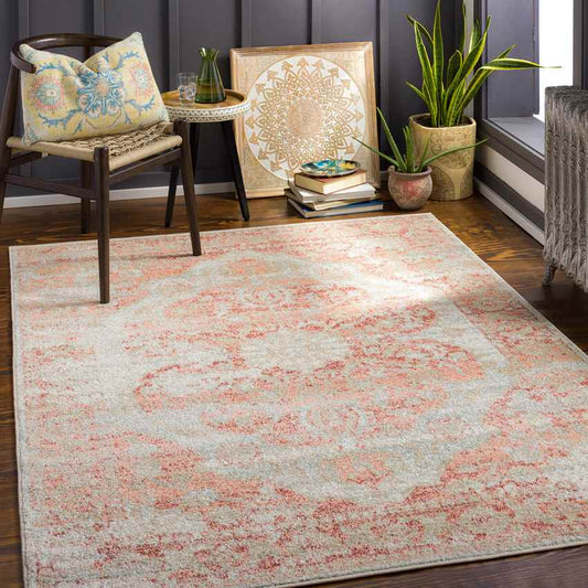 Kreiel Traditional Pale Pink Area Rug
