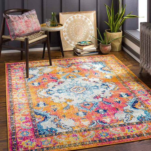 Kreijl Traditional Bright Orange Area Rug