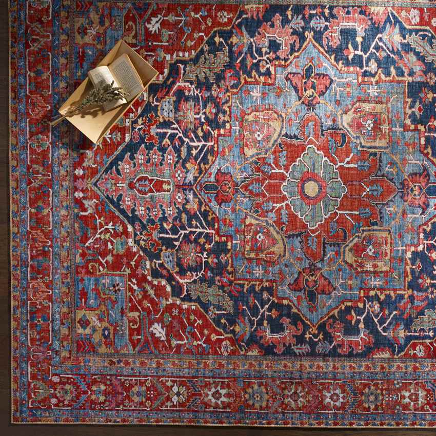 Linden Traditional Bright Red Area Rug