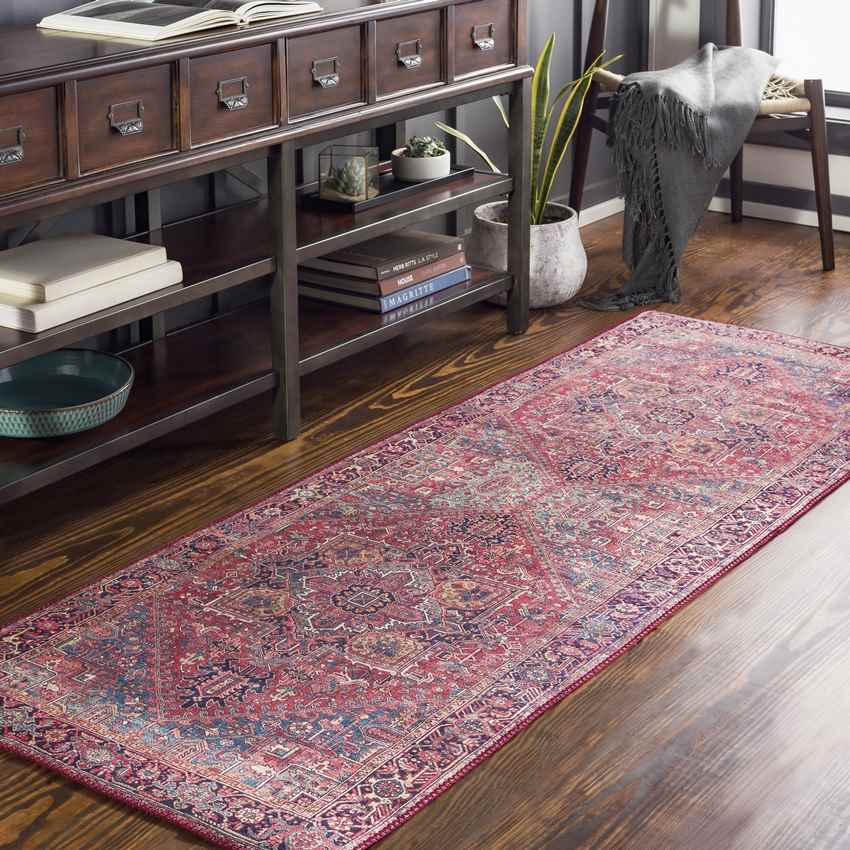 Looneind Traditional Dark Red Area Rug