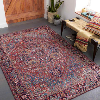 Looneind Traditional Dark Red Area Rug