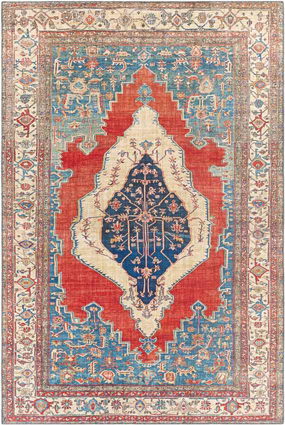 Loosbroek Traditional Bright Red Area Rug
