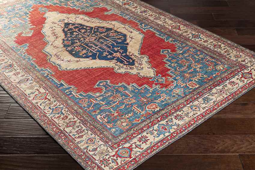 Loosbroek Traditional Bright Red Area Rug