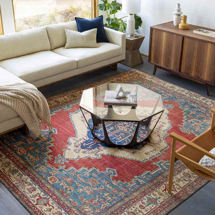 Loosbroek Traditional Bright Red Area Rug