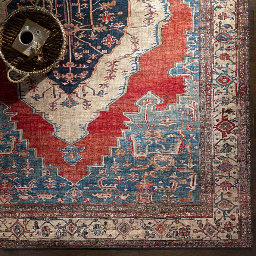 Loosbroek Traditional Bright Red Area Rug