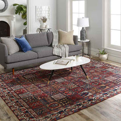Luitert Traditional Dark Red Area Rug