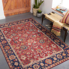 Maatsehei Traditional Bright Red Area Rug
