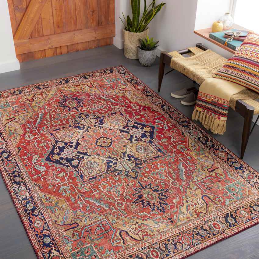 Maren Traditional Brick Red Area Rug