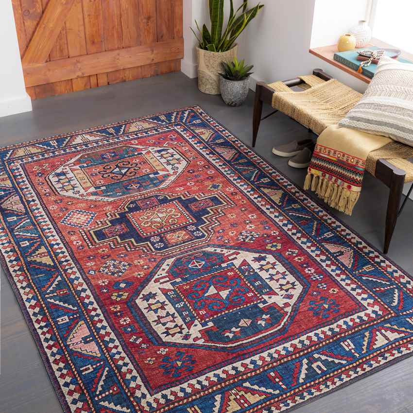 Mariahout Traditional Dark Red Area Rug
