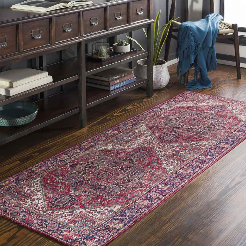 Medevoort Traditional Dark Red Area Rug