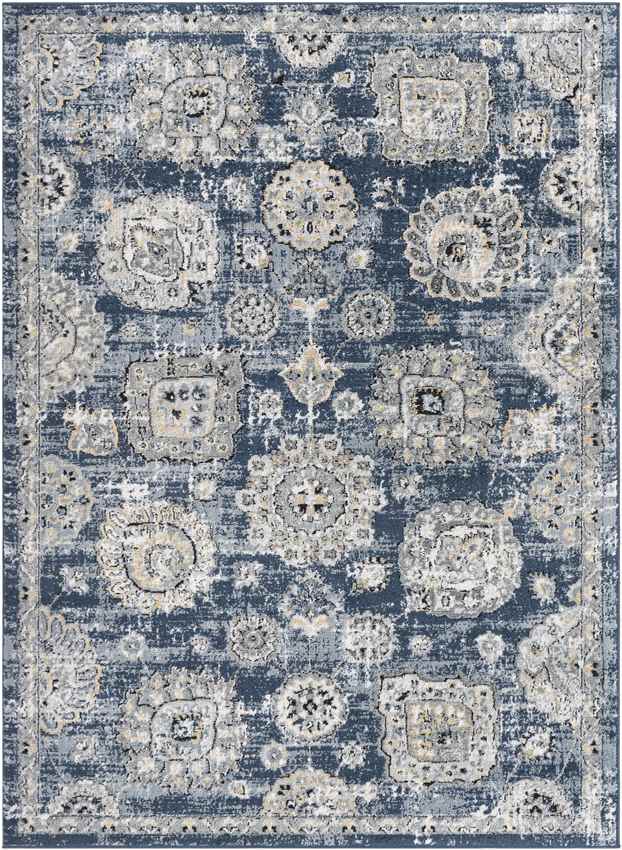 Mosbulten Traditional Navy Area Rug