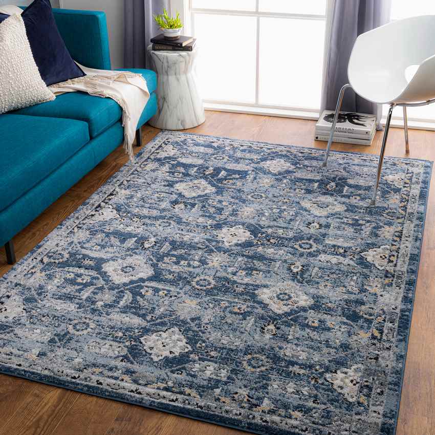 Mosik Traditional Navy Area Rug