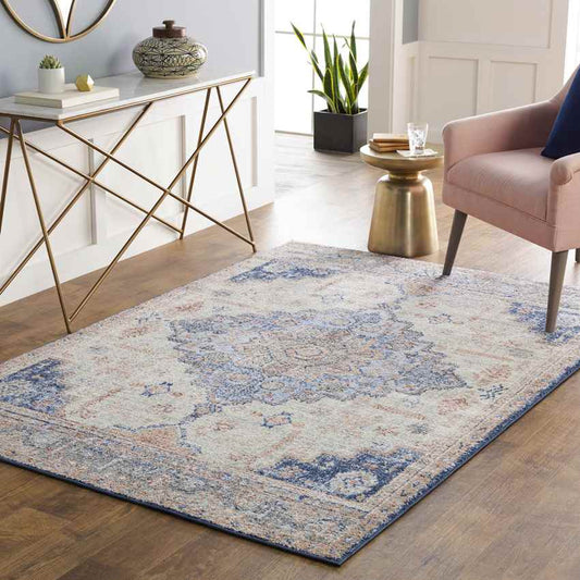 Tadcaster Traditional Bright Blue Area Rug