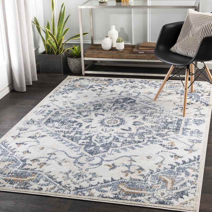 Baflo Traditional Denim Area Rug