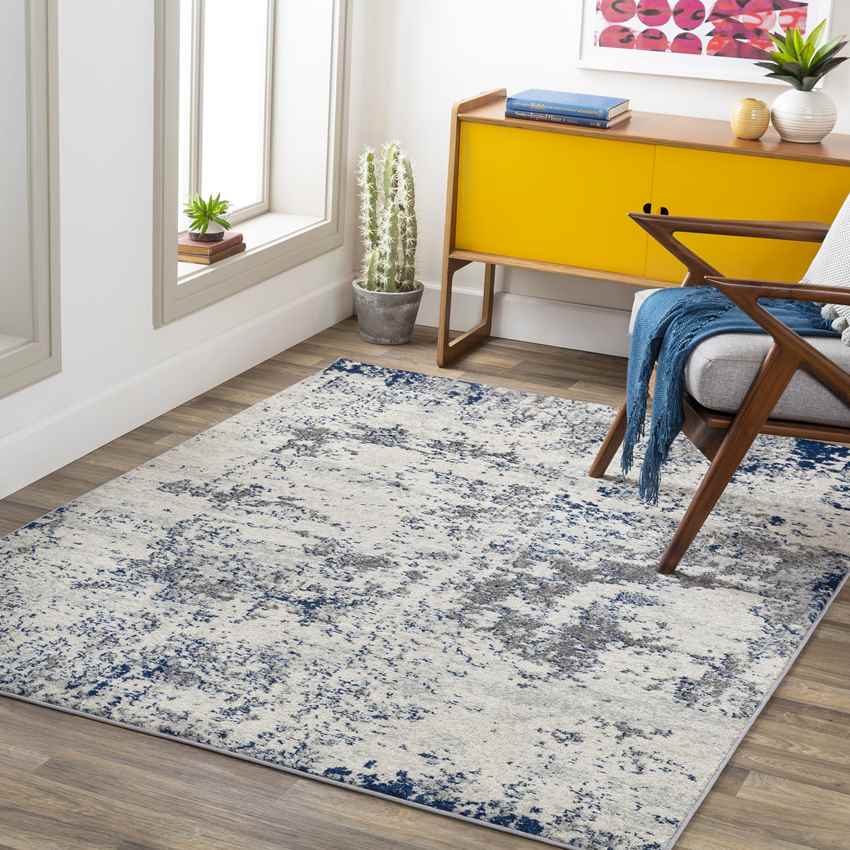 Leah Modern Dark Blue Area Rug