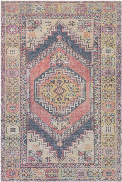 Hoogezand Traditional Bright Yellow Area Rug