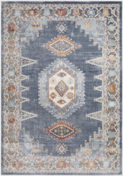 Rock Traditional Pale Blue Area Rug