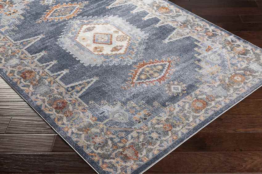 Rock Traditional Pale Blue Area Rug