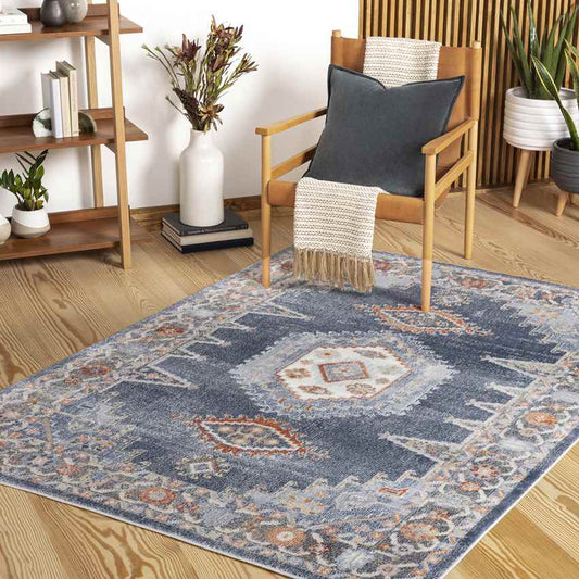 Rock Traditional Pale Blue Area Rug