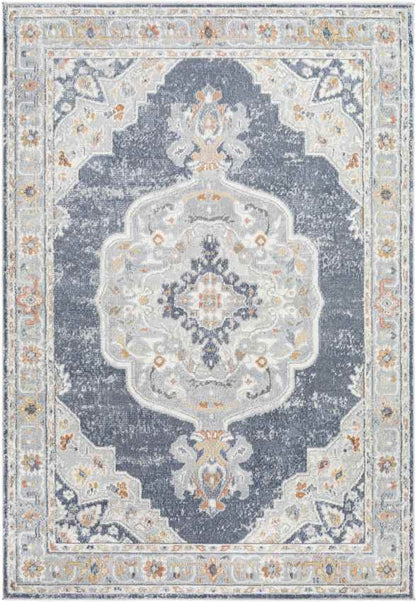 Rock Falls Traditional Pale Blue Area Rug