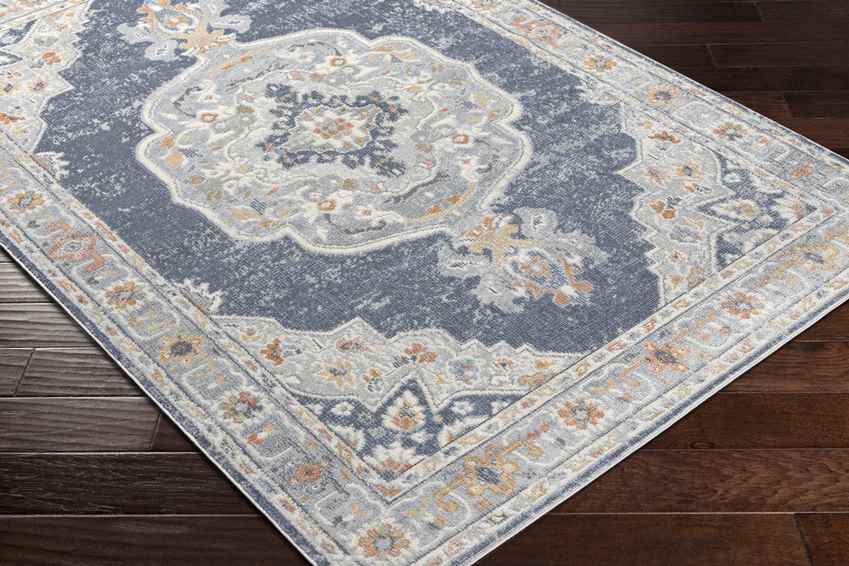 Rock Falls Traditional Pale Blue Area Rug
