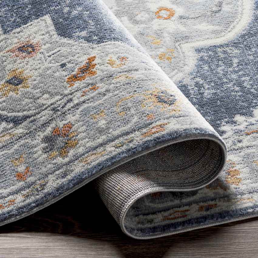 Rock Falls Traditional Pale Blue Area Rug