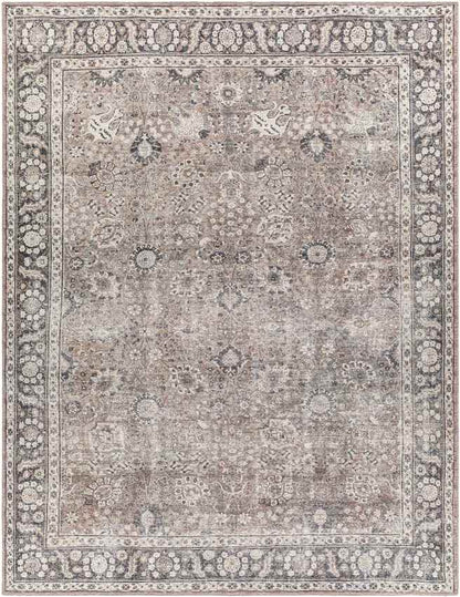 Long Beach Traditional Brown Washable Area Rug