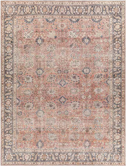 Long Beach Traditional Burnt Orange Washable Area Rug