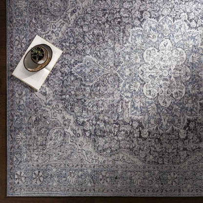 Macy Traditional Purple Taupe Washable Area Rug