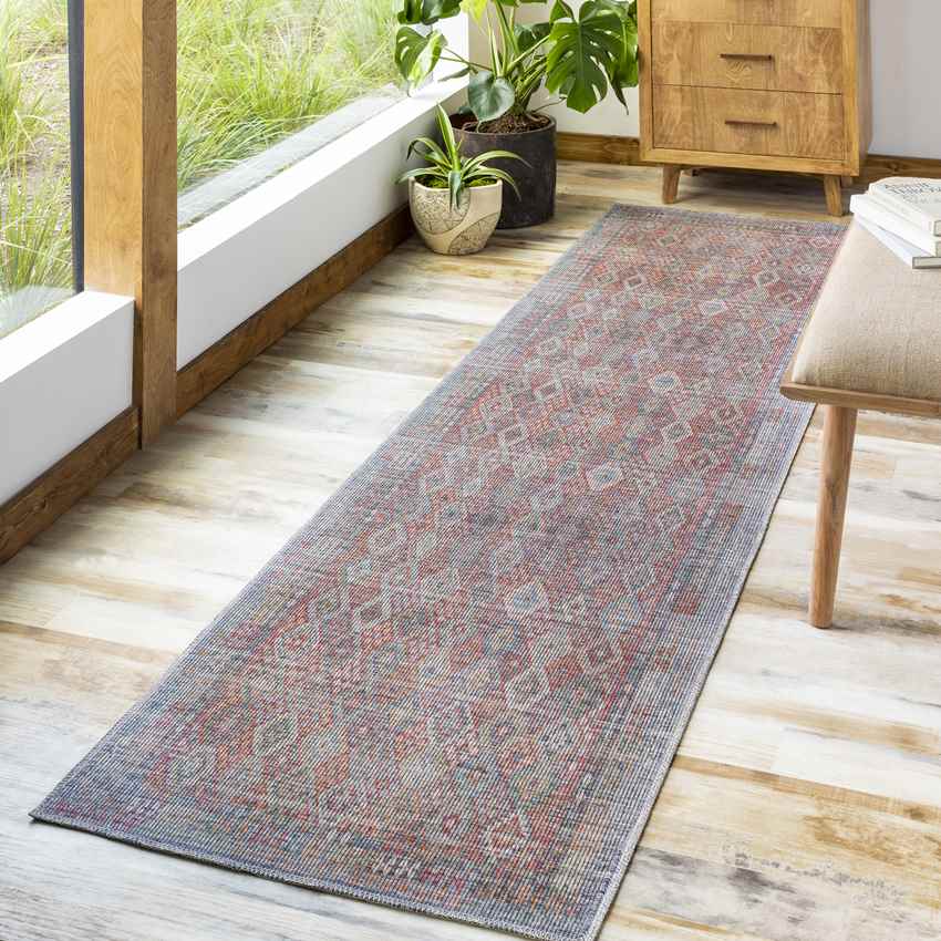 Mecca Traditional Dark Coral Washable Area Rug