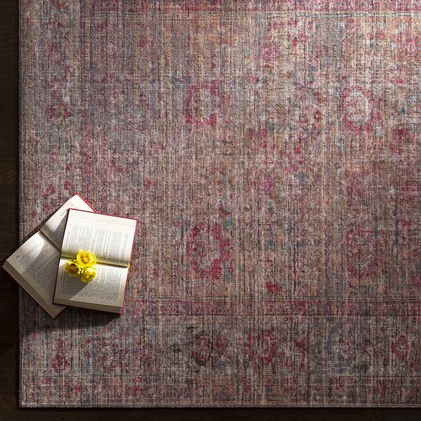 Mecca Traditional Dark Coral Washable Area Rug