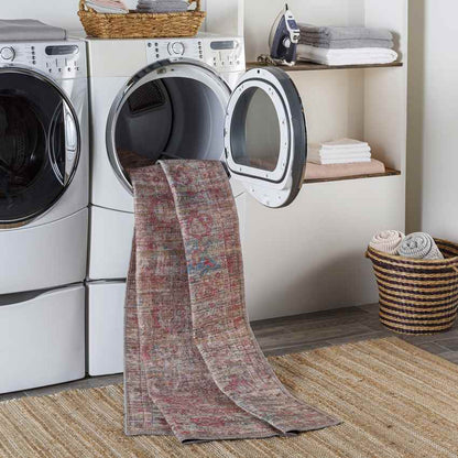 Mecca Traditional Dark Coral Washable Area Rug