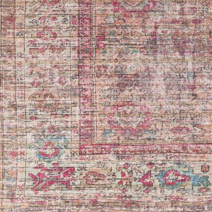 Mecca Traditional Dark Coral Washable Area Rug