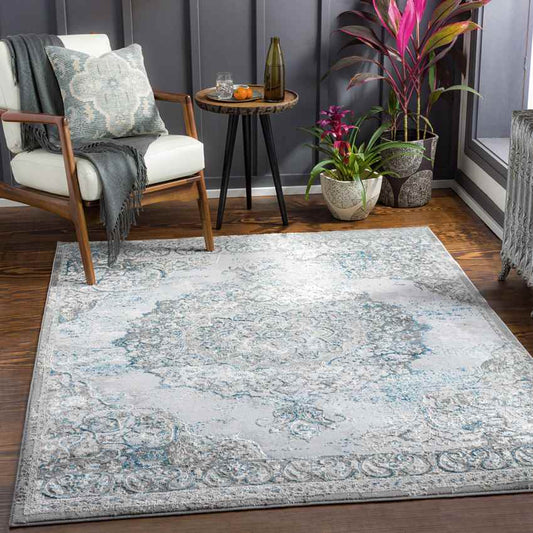 Jerry Traditional Teal Area Rug