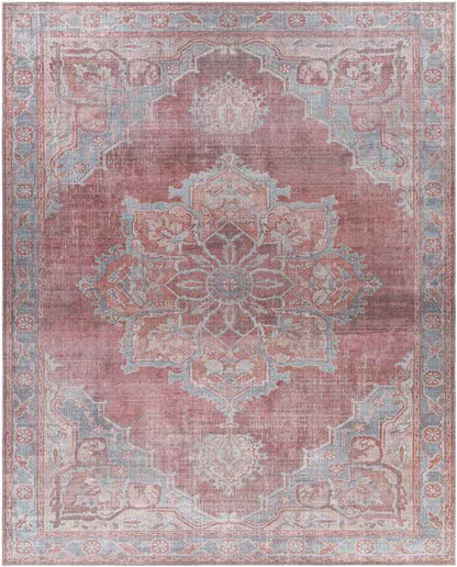 Middlebury Traditional Pale Red Washable Area Rug