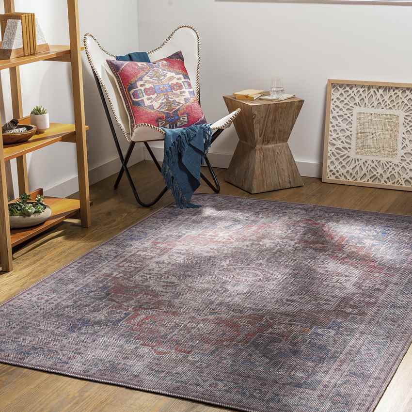 Millhousen Traditional Navy Washable Area Rug