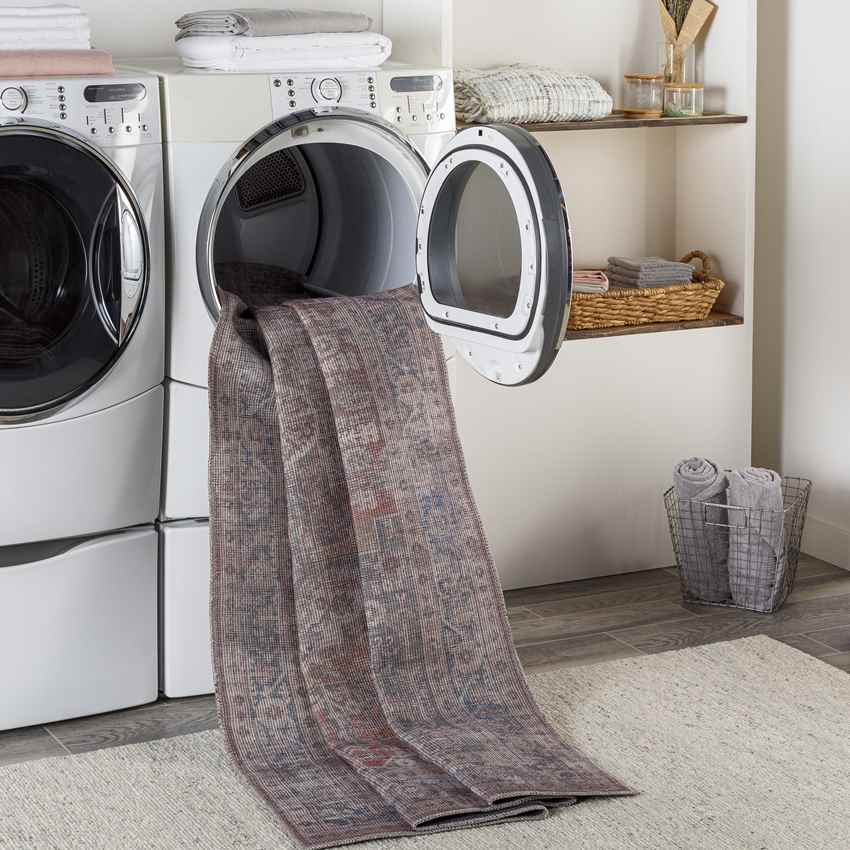 Millhousen Traditional Navy Washable Area Rug