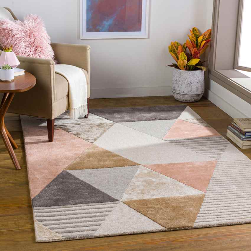 Long Grove Modern Pale Pink Area Rug