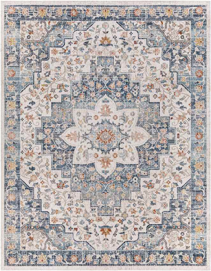 Carbon Cliff Traditional Dark Blue Area Rug