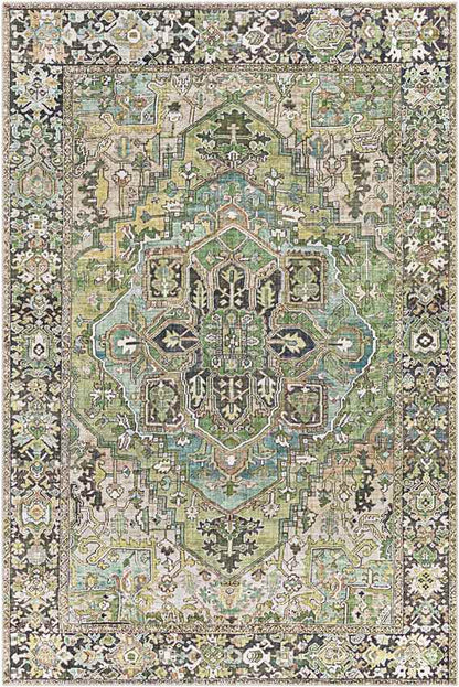 Manche Traditional Dark Green Area Rug