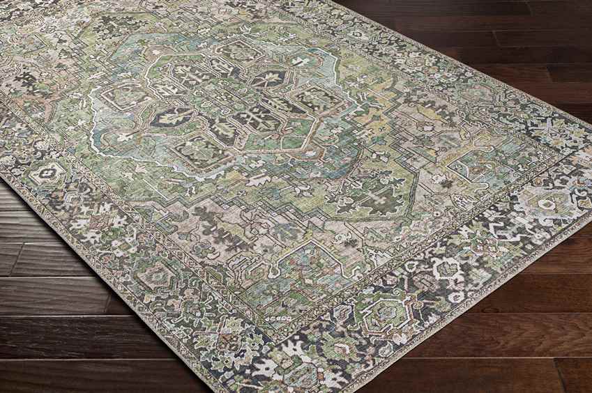 Manche Traditional Dark Green Area Rug