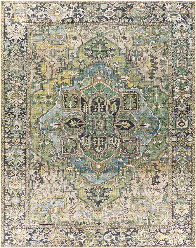 Manche Traditional Dark Green Area Rug