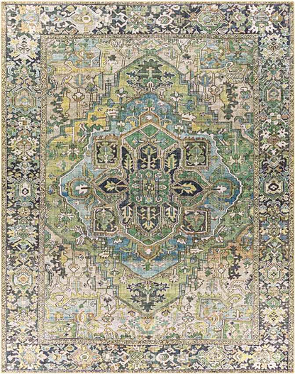 Manche Traditional Dark Green Area Rug