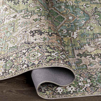 Manche Traditional Dark Green Area Rug