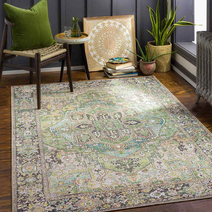 Manche Traditional Dark Green Area Rug