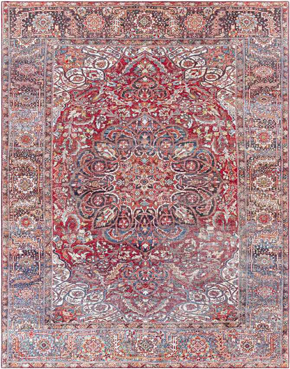 Olympia Fields Traditional Bright Red Area Rug