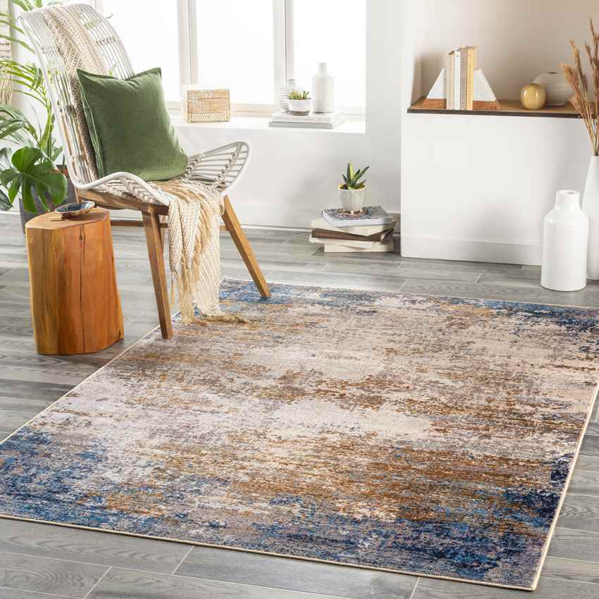 Vevay Modern Rust Washable Area Rug