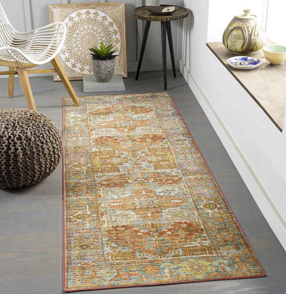 Peoria Heights Traditional Burnt Orange Washable Area Rug