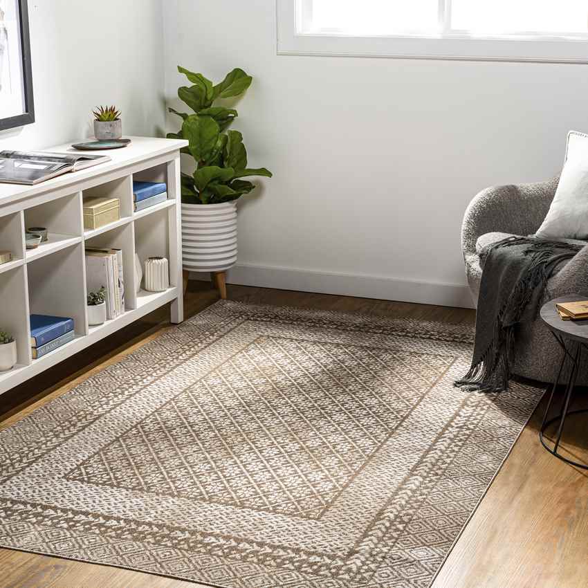 Schererville Traditional Camel Washable Area Rug