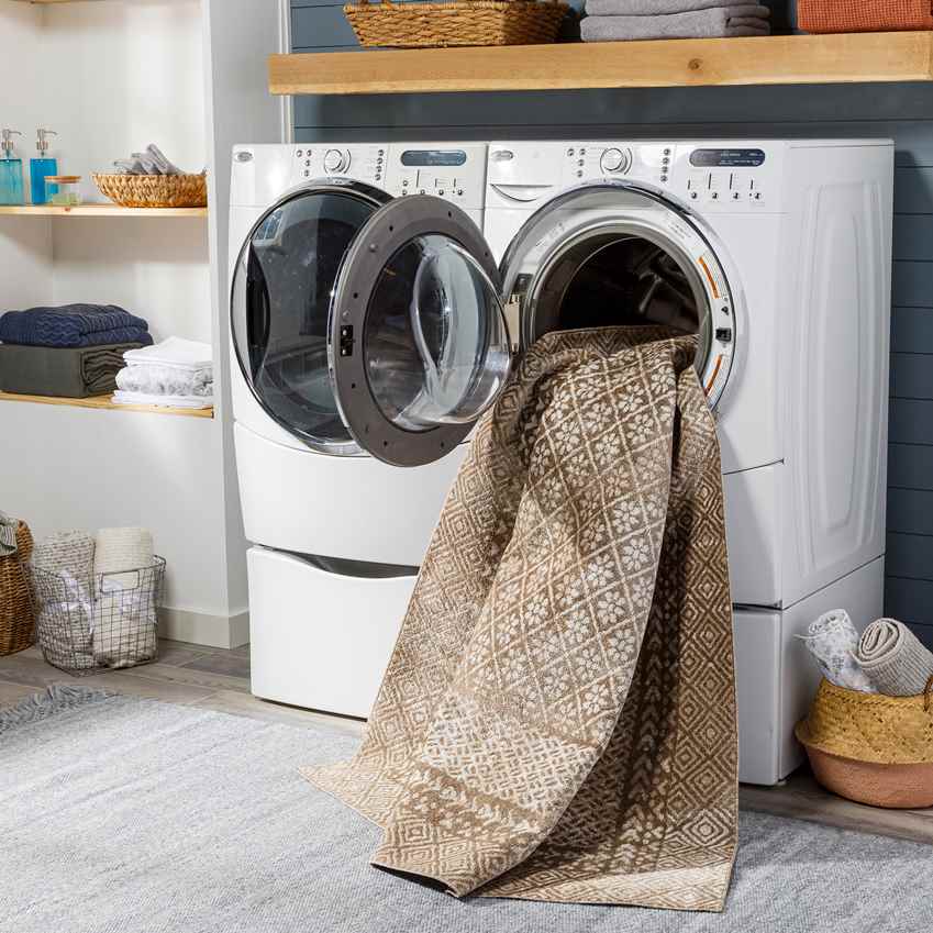 Schererville Traditional Camel Washable Area Rug